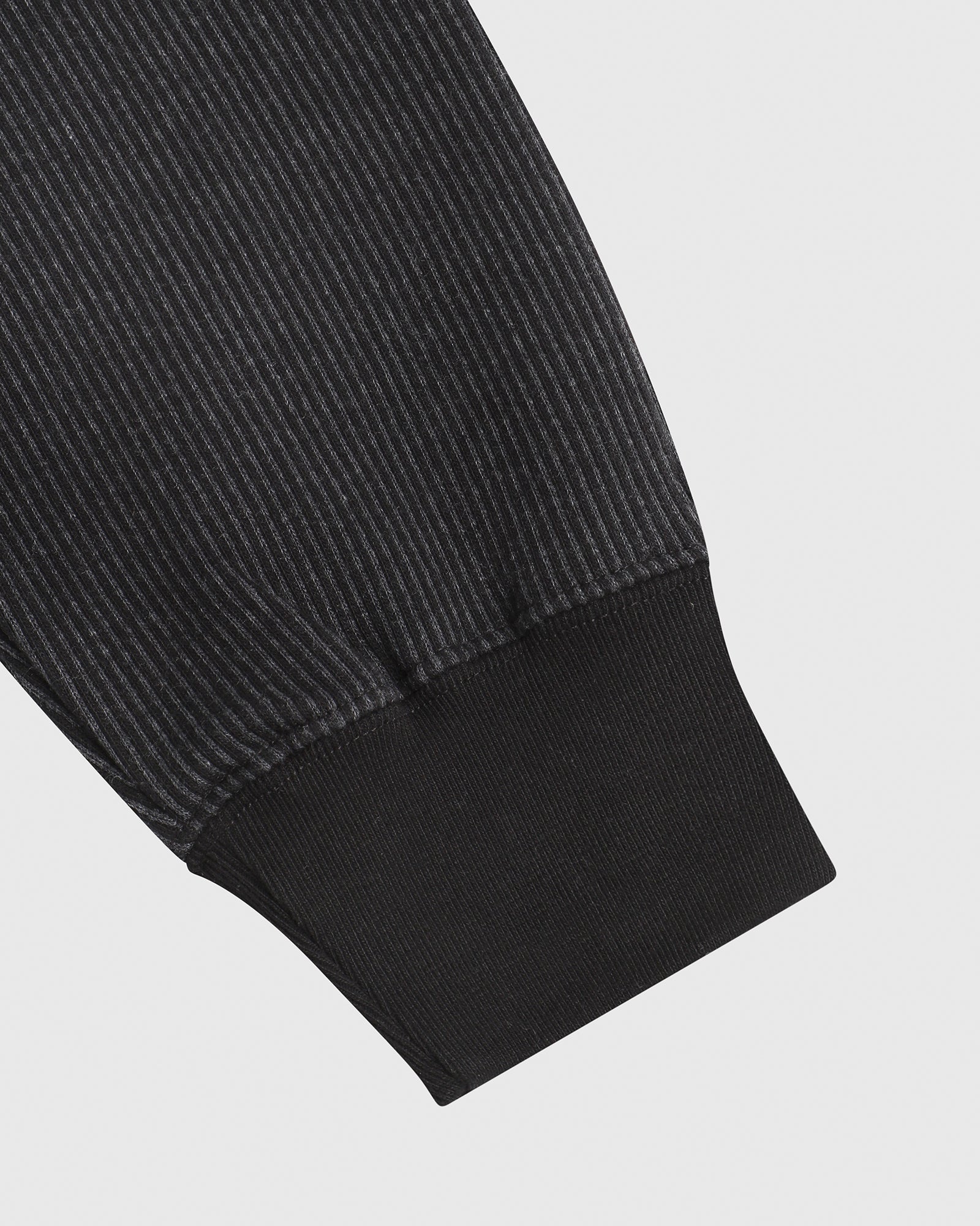 Seersucker Fleece Full Zip Hoodie - Black/Charcoal