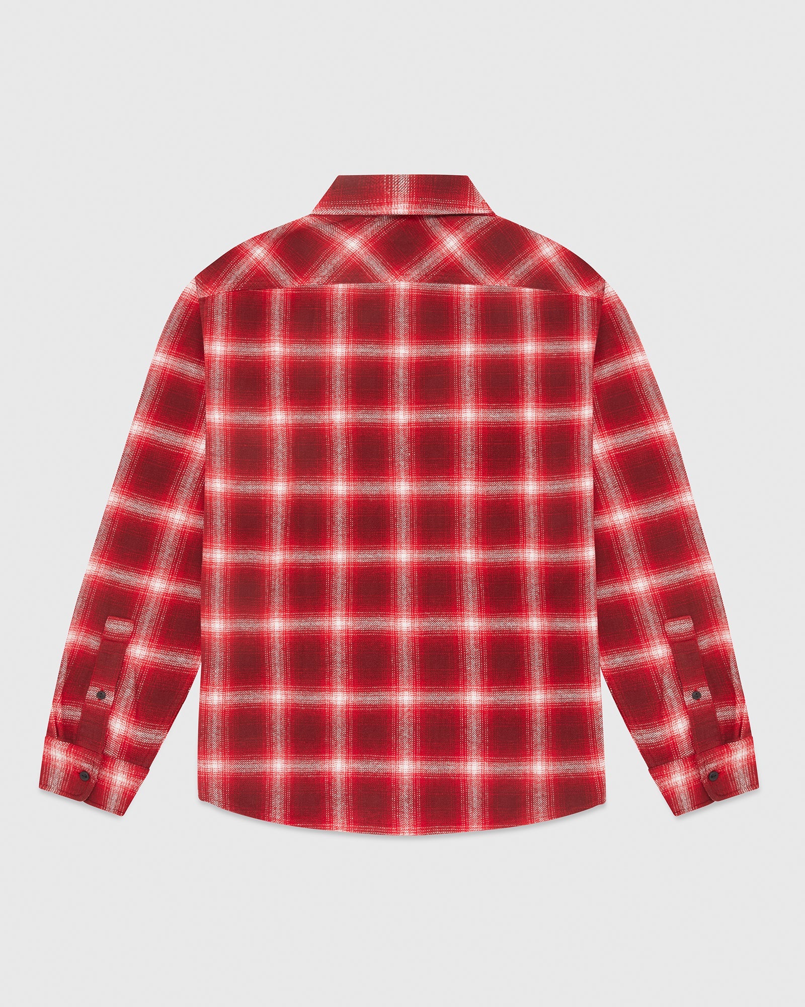 Zip Front Shadow Plaid Shirt - Red