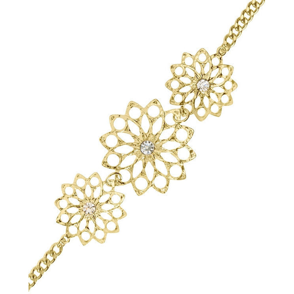 Azalea Clear Crystal 14k Gold Flower Bracelet - BaubleBox Fashion ...