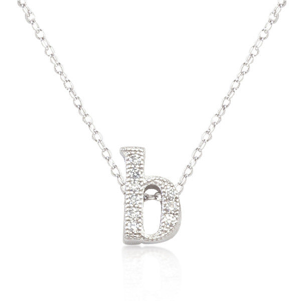 Alexia 0.3ct CZ White Gold Rhodium B Initial Micro Pave Pendant Necklace