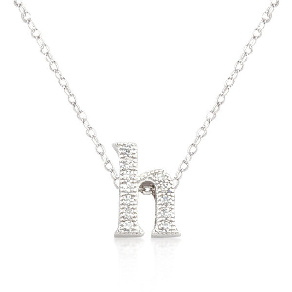 Alexia 0.3ct CZ White Gold Rhodium H Initial Micro Pave Pendant Necklace