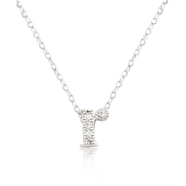 Alexia 0.3ct CZ White Gold Rhodium R Initial Micro Pave Pendant Necklace