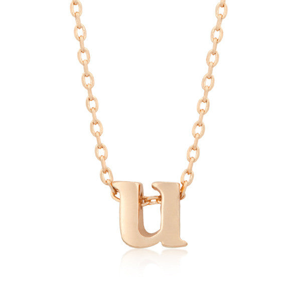 Alexia Rose Gold Pendant U Initial Necklace