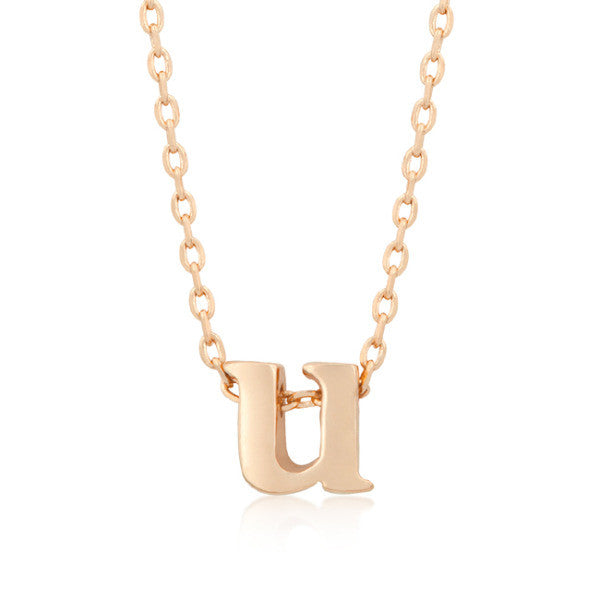Alexia Rose Gold Pendant U Initial Necklace - BaubleBox Fashion Jewelry ...