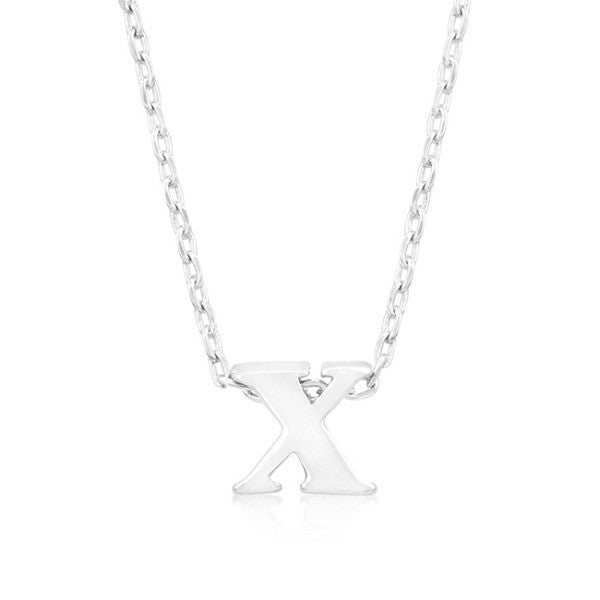 Alexia White Gold Rhodium Pendant X Initial Necklace