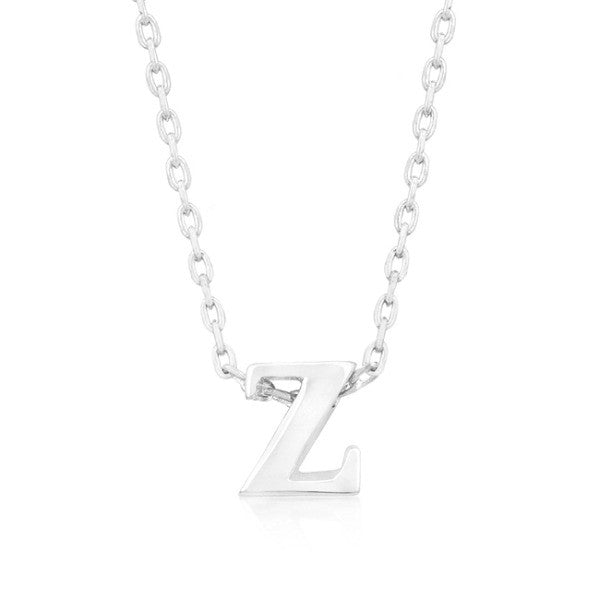 Alexia White Gold Rhodium Pendant Z Initial Necklace