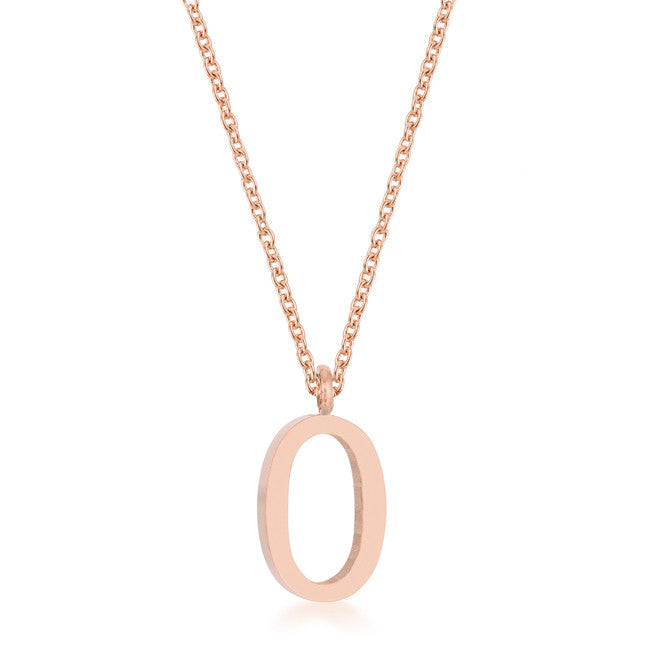 Elaina Rose Gold Stainless Steel O Initial Necklace