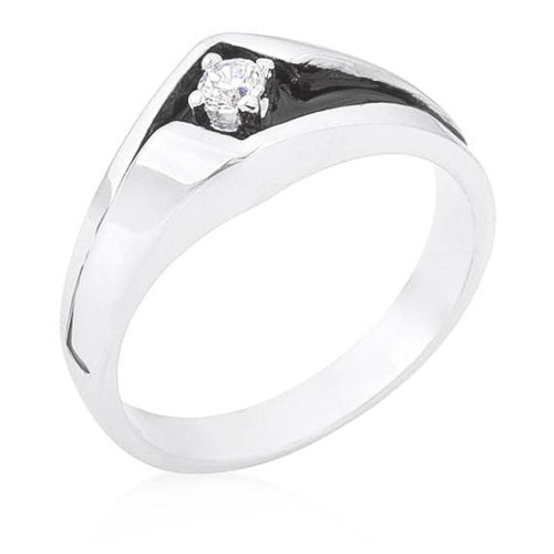 0.2ct CZ White Gold Rhodium Sleek Men's Ring