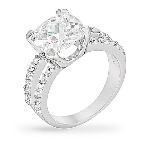 Paulina 8ct CZ White Gold Rhodium Classic Ring