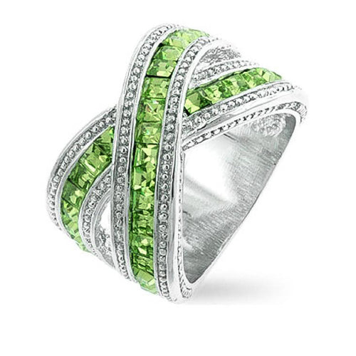 Tina 3.5ct Peridot CZ White Gold Rhodium Twisted Ring