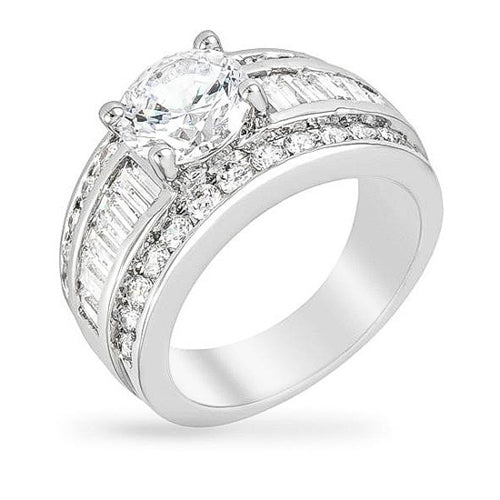 Dayna 6.6ct CZ White Gold Rhodium Ring