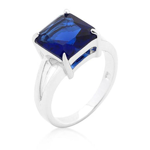 Daria 5ct Sapphire CZ White Gold Rhodium Ring