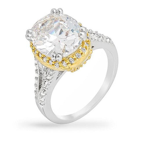 Jasmine 5.5ct CZ Two-Tone Classic Statement Ring