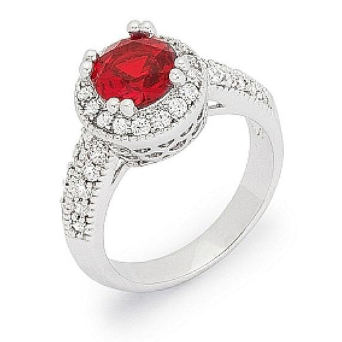 Darcy 3ct Ruby CZ White Gold Rhodium Art Deco Engagement Ring