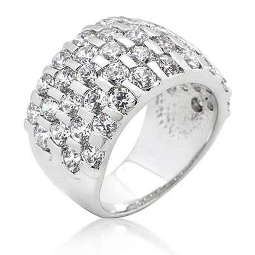 Sherilyn 8.8ct CZ White Gold Rhodium Cocktail Band Ring