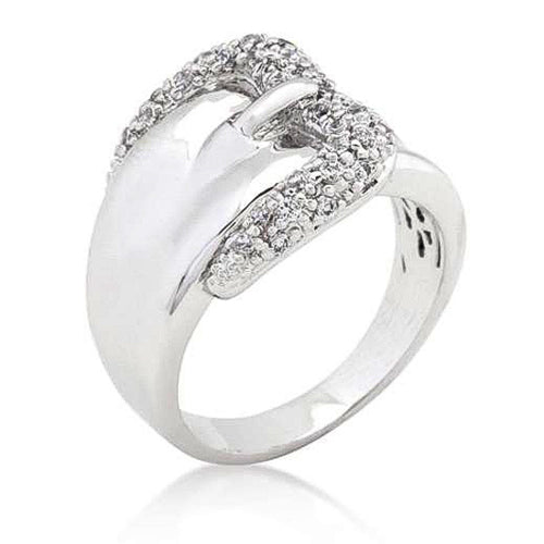 Michelle 1.7ct CZ White Gold Rhodium Belt Ring