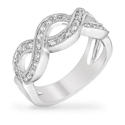 Susan 0.8ct CZ White Gold Rhodium Braided Band Ring