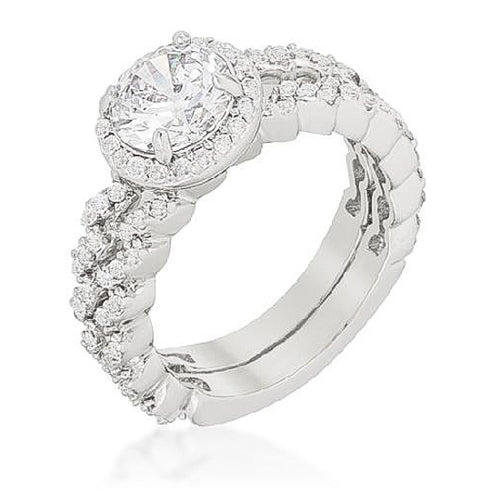 Sasha 2.5ct CZ White Gold Rhodium Modern Bridal Set