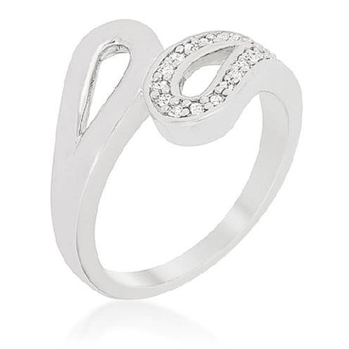 Ali 0.2ct CZ White Gold Rhodium Abstract Ring