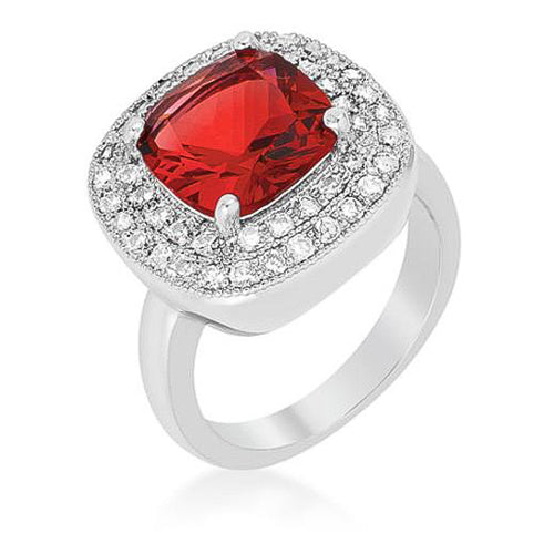 Bernadette 4.1ct Garnet CZ White Gold Rhodium Classic Cocktail Ring