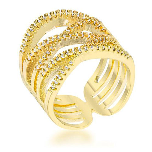 Mandy 0.6ct CZ 14k Gold Contemporary Wide Ring