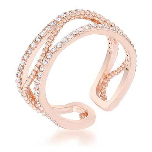 Marina 0.5ct CZ Rose Gold Abstract Cuff Ring