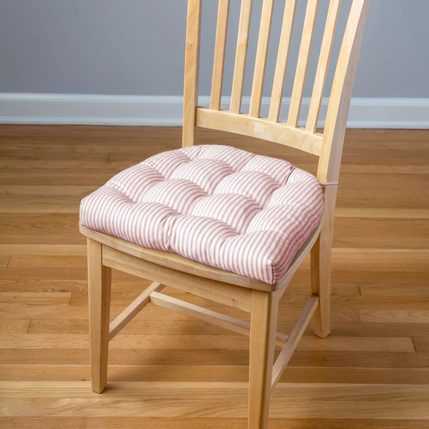 Ticking Stripe Red Dining Chair Pad - Reversible, Latex Foam Fill