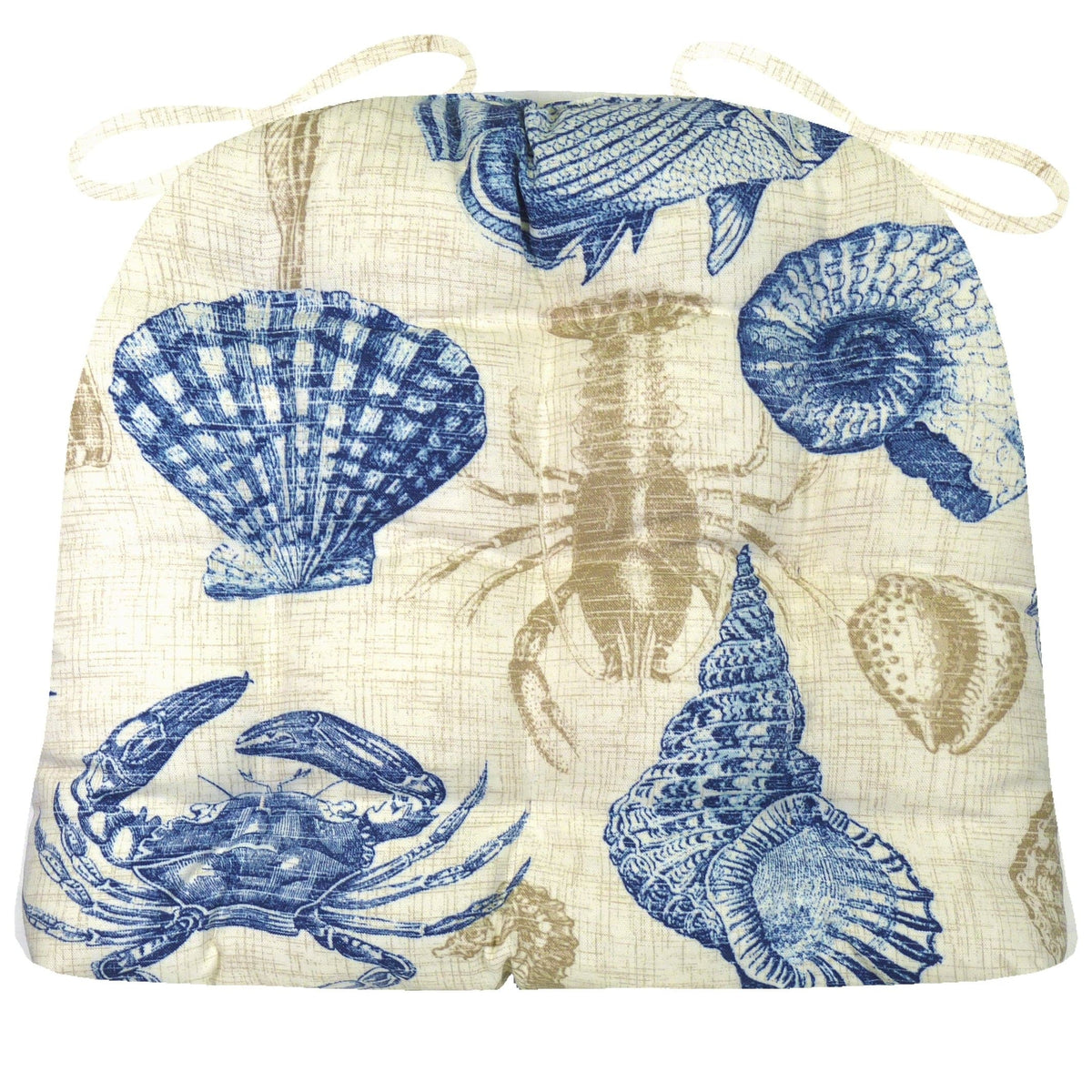 Sea Life Indoor / Outdoor Dining Chair Pads - Navy Blue ...