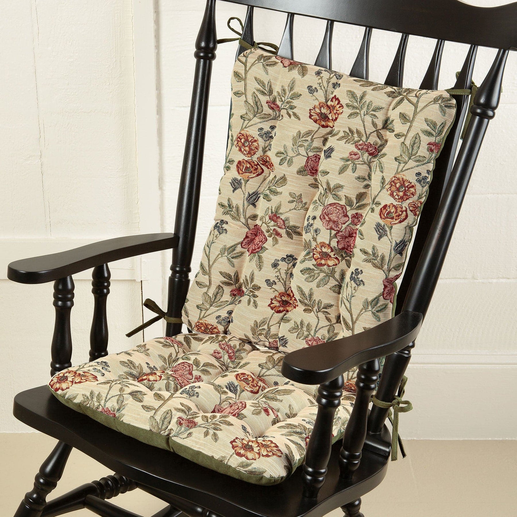 La Belle Floral Brocade Rocking Chair Cushions - Latex Foam Fill