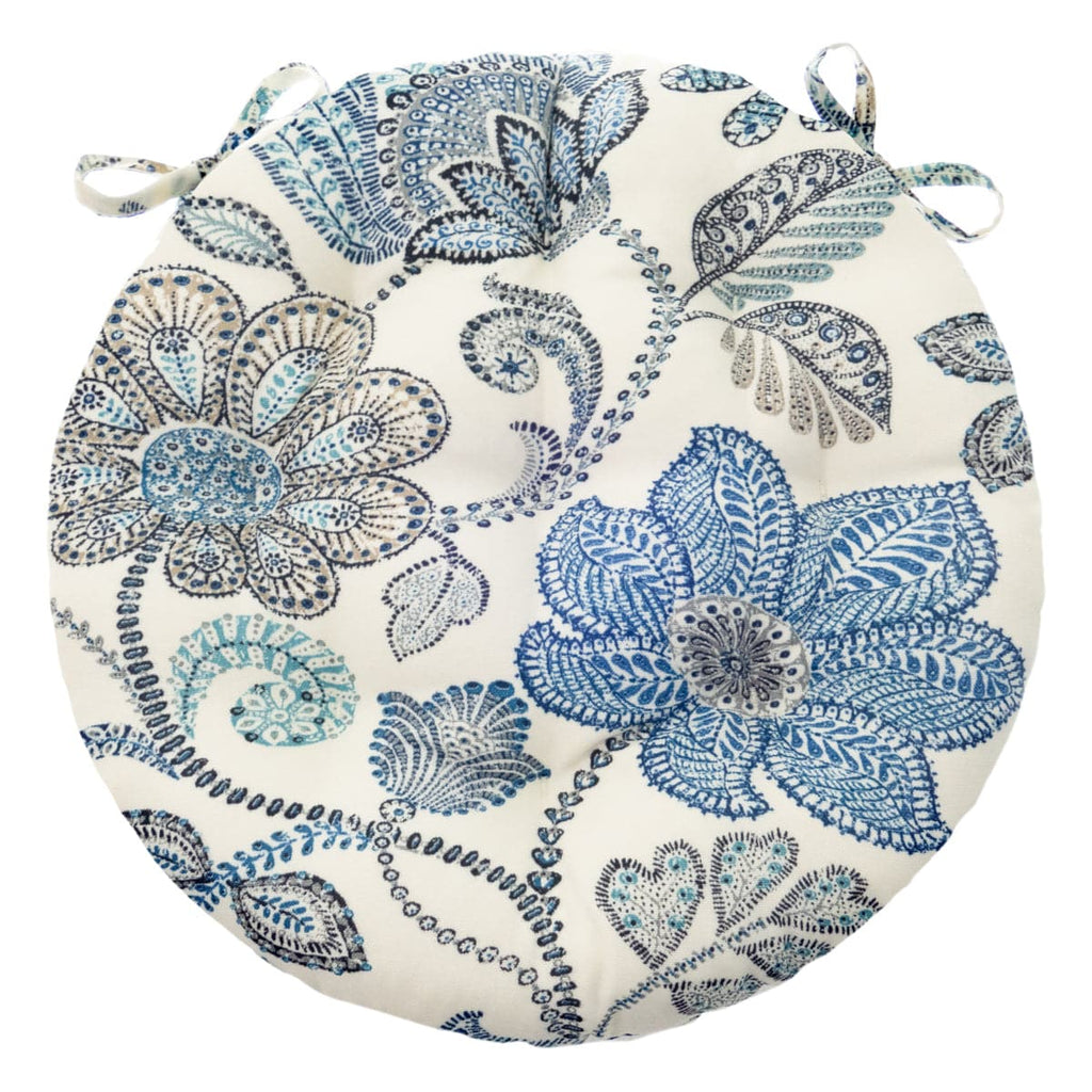 Boutique Floral Blue Bistro Chair Pad 16 Round Cushion With