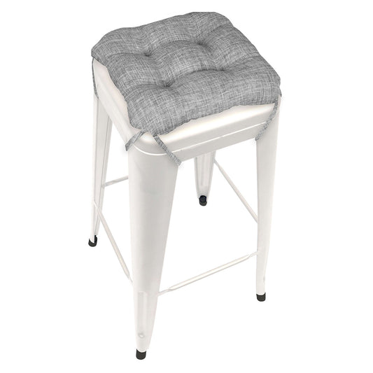 Ticking Stripe Natural Square Industrial Bar Stool Cushion - 12