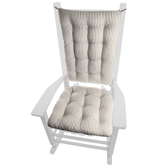 Buffalo Check Rocking Chair Cushions - Latex Foam Fill - Reversible - Black & Cream Standard - See Size Guide / Black