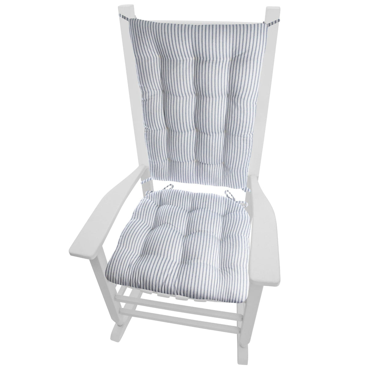 Ticking Stripe Navy Blue Rocking Chair Cushions - Latex Foam – Barnett