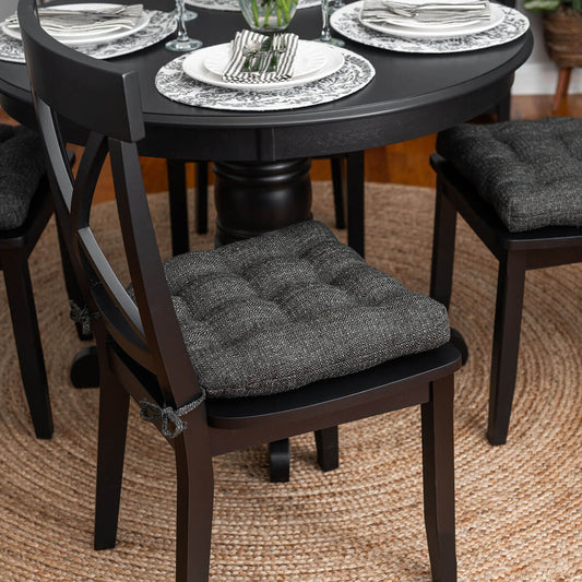 Micro-Suede Black Dining Chair Pads - Latex Foam Fill, Reversible