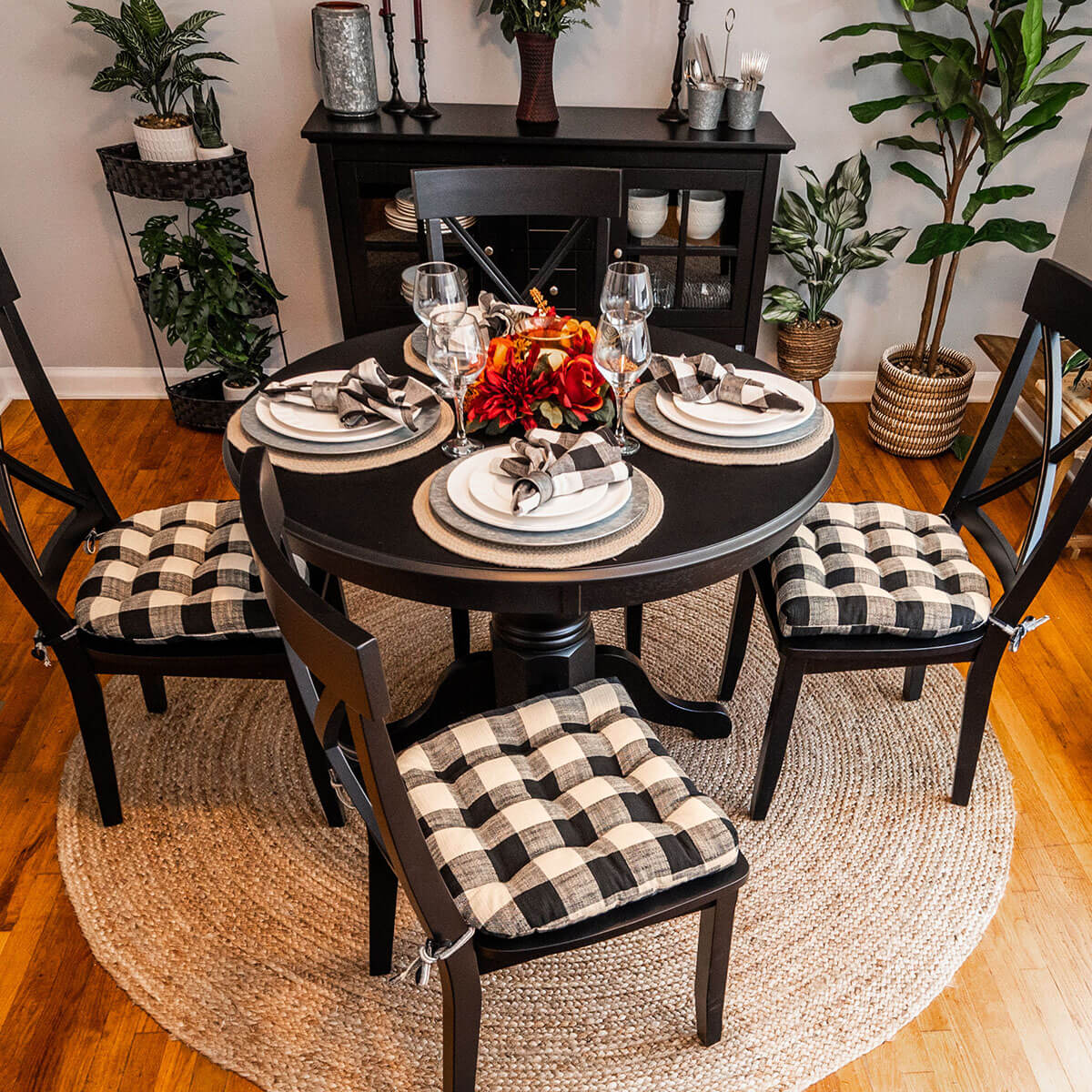 red and black buffalo check chair cushions