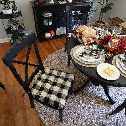 Ticking Stripe Black Rocking Chair Cushions - Latex Foam Fill Standard - See Size Guide / Black