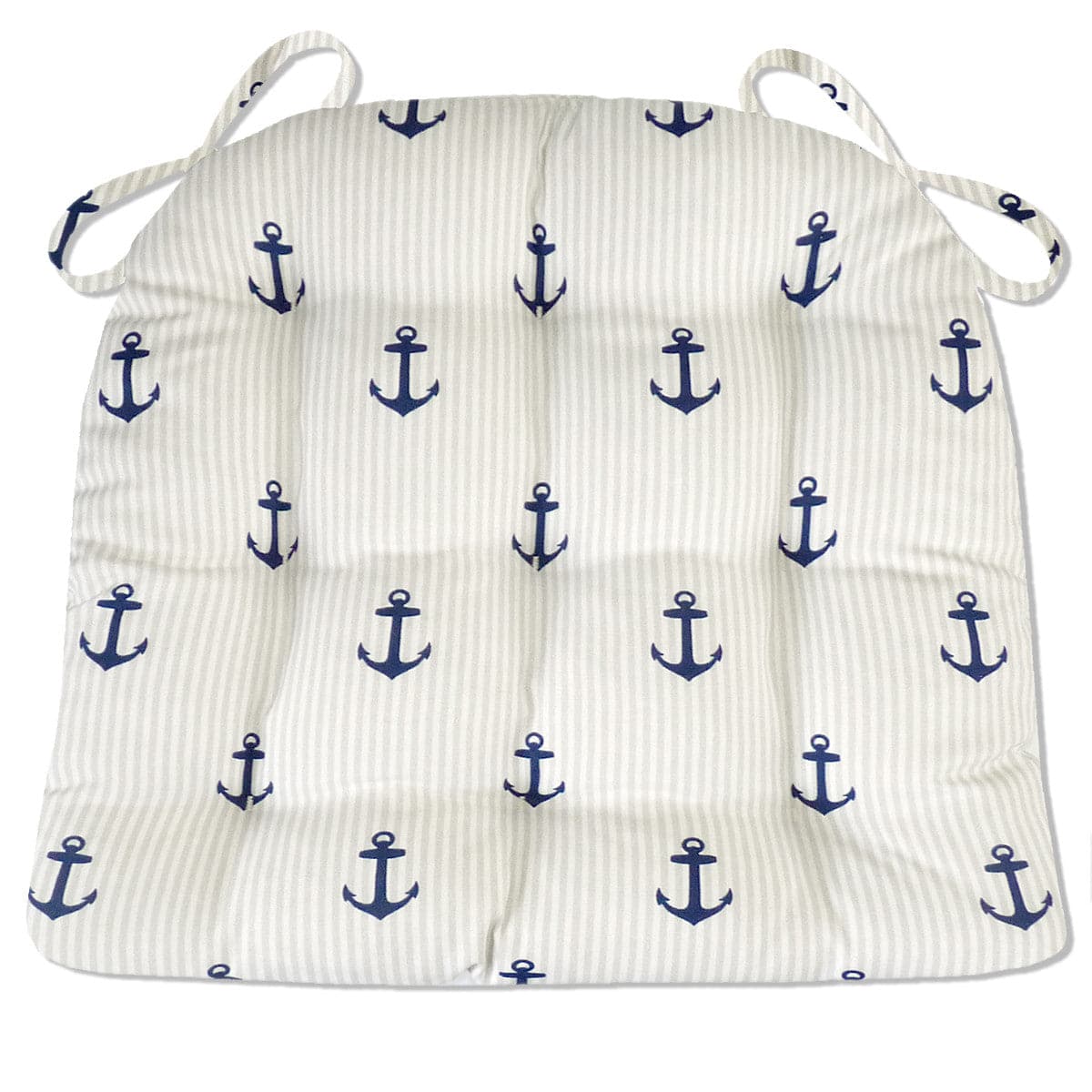 Anchors Stripe Indoor / Outdoor Dining Chair Pads - Navy Blue – Barnett