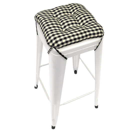 Farmhouse Check Black & White Checkered Rocking Chair Cushions - Latex Foam Fill Standard - See Size Guide