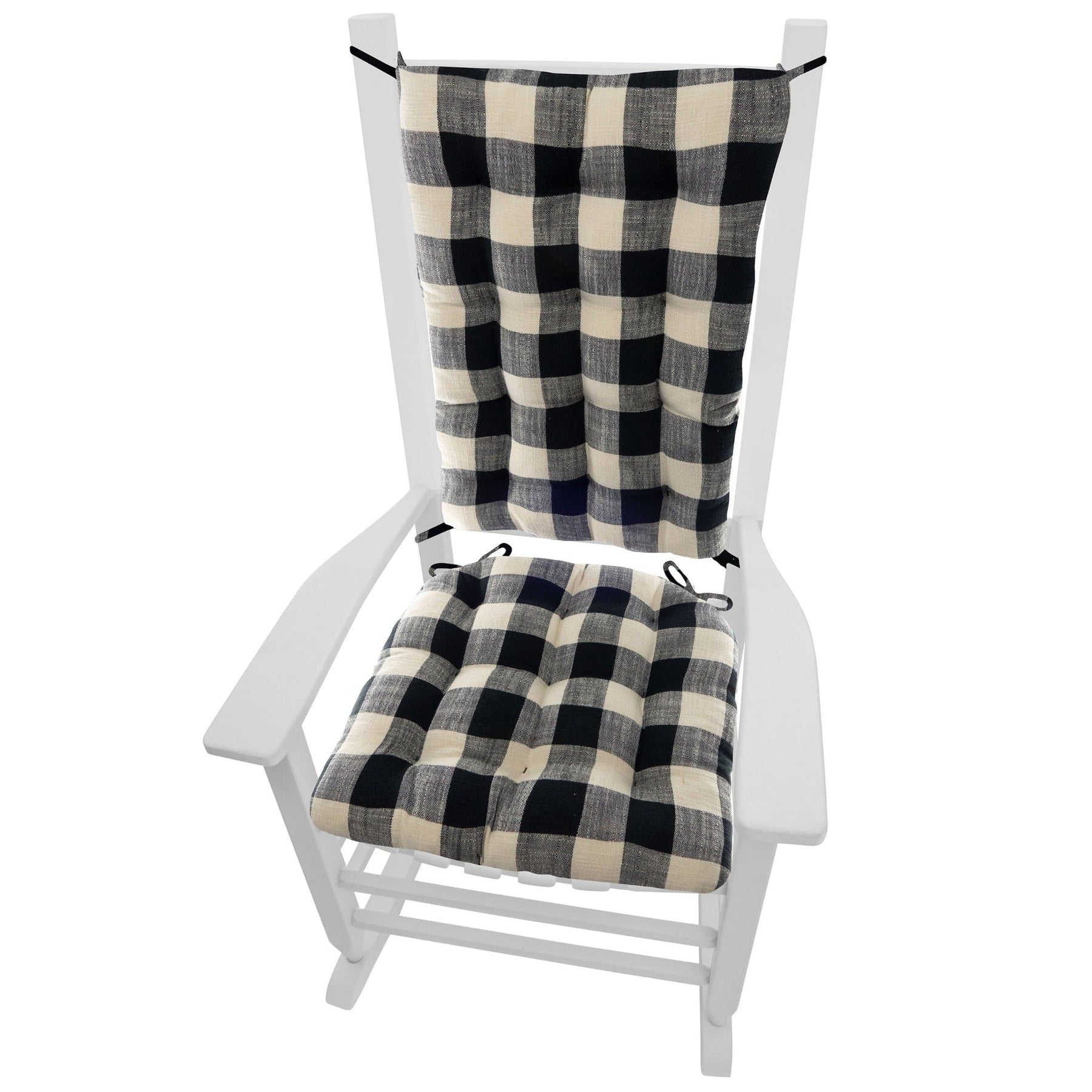 black and white checkered chair pads
