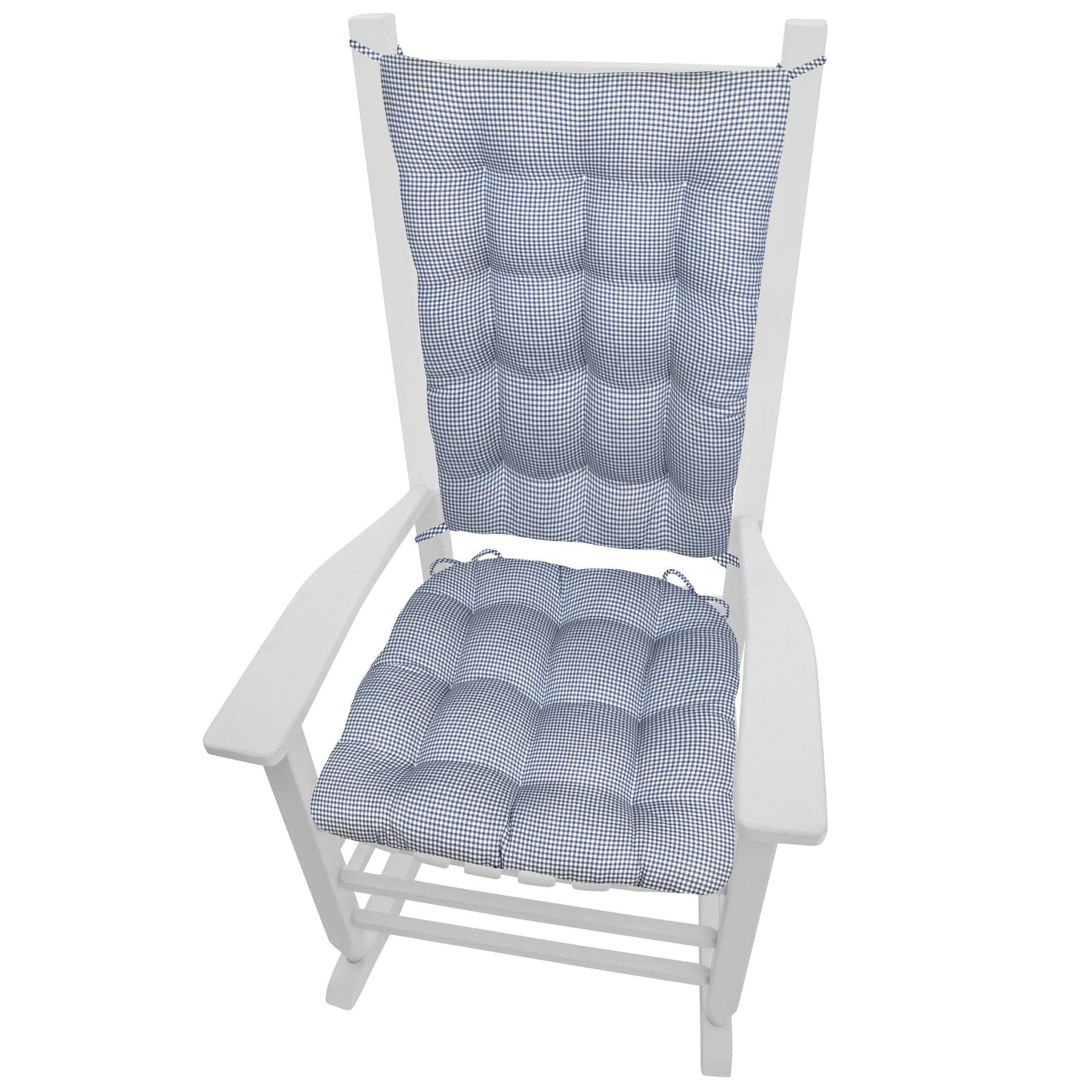 Madrid Dark Blue Gingham Rocking Chair Cushions - Barnett ...