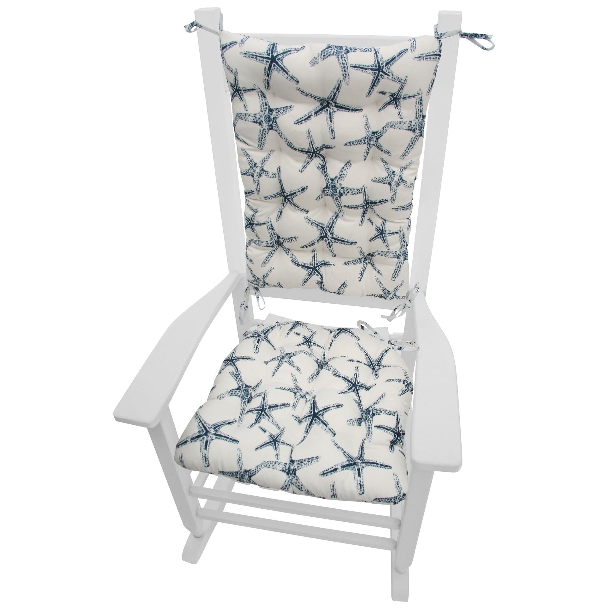 Sea Shore Starfish Navy Blue Porch Rocker Cushions - Fade Resistant