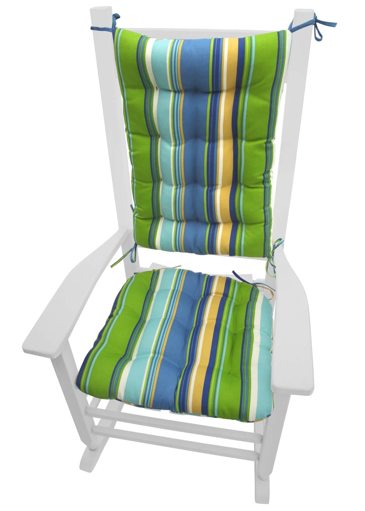 Westport Cabana Stripe Blue Porch Rocker Cushions - Latex ...