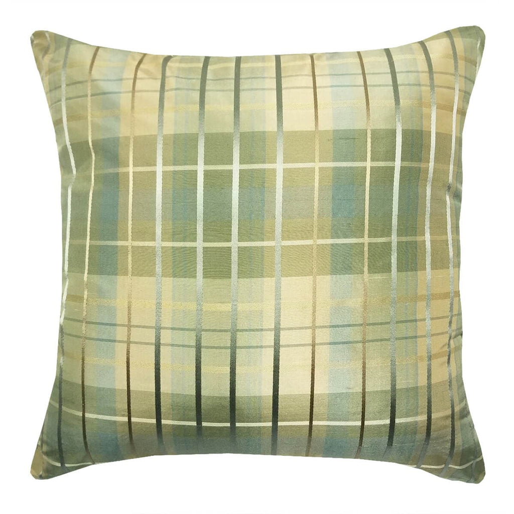 Silk Plaid Aqua Throw Pillow 17