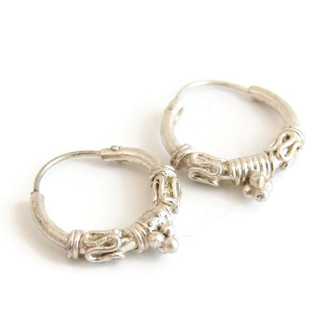 Tribal Tiny Earrings | Sterling Silver Hoops | Protection – Pranajewelry