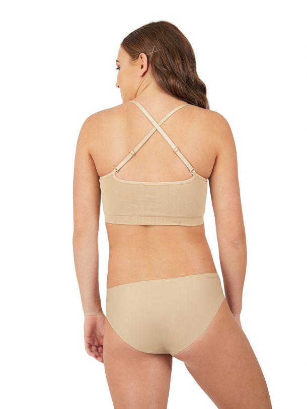 Seamless Clear Back Bra with Removable Padding XL / Nude