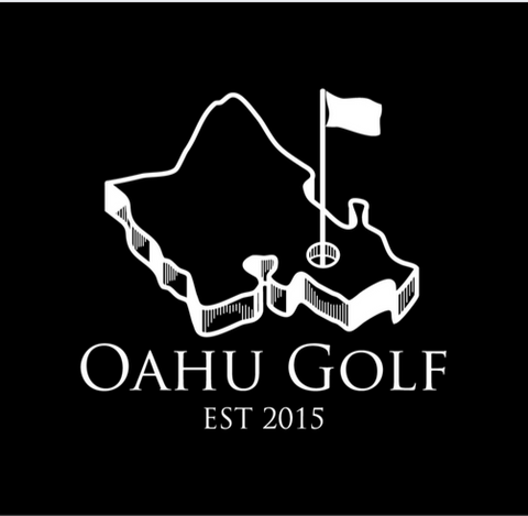 OGA Logo: Island of Oahu with a Golf flag