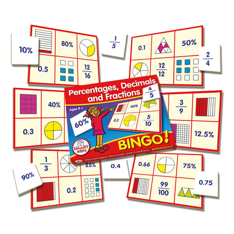 Percentages Decimals Fractions Bingo Smart Kids