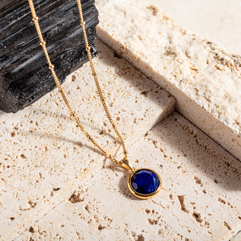 Lapis Lazuli and Gold Vermeil Disc Necklace