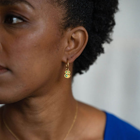 Claire Hill Designs Emerald and Gold Vermeil Hoop Earrings 