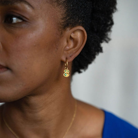 Claire Hill Designs Emerald Gold Hoop Earrings 